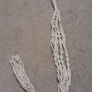 White Macrame Plant Hanging Decor